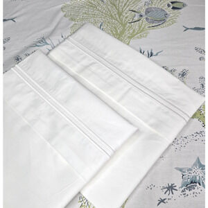 2 pc Matouk Essex Embroidered King Shams Cotton Sierra Percale White 350ct